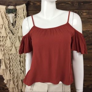 One Clothing‎ | Rust Cold Shoulder Blouse
